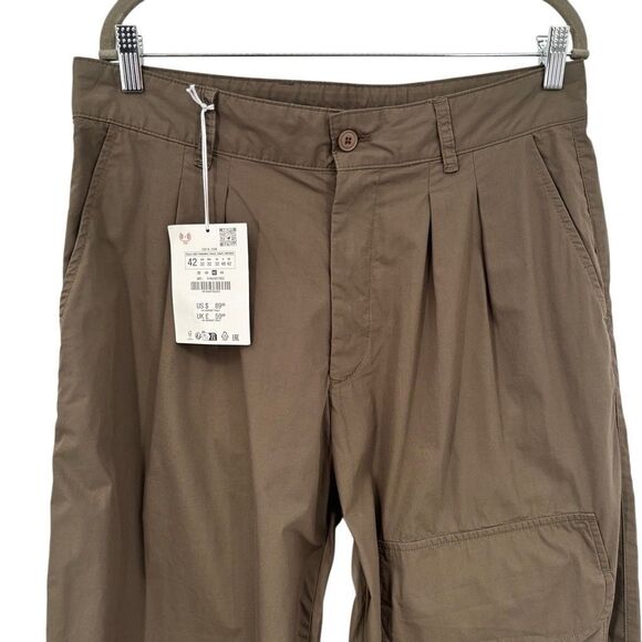 ZARA Origins Brown Utility Cargo Pants High Waist Relaxed Fit Women Size 32 NWT - Picture 3 of 11